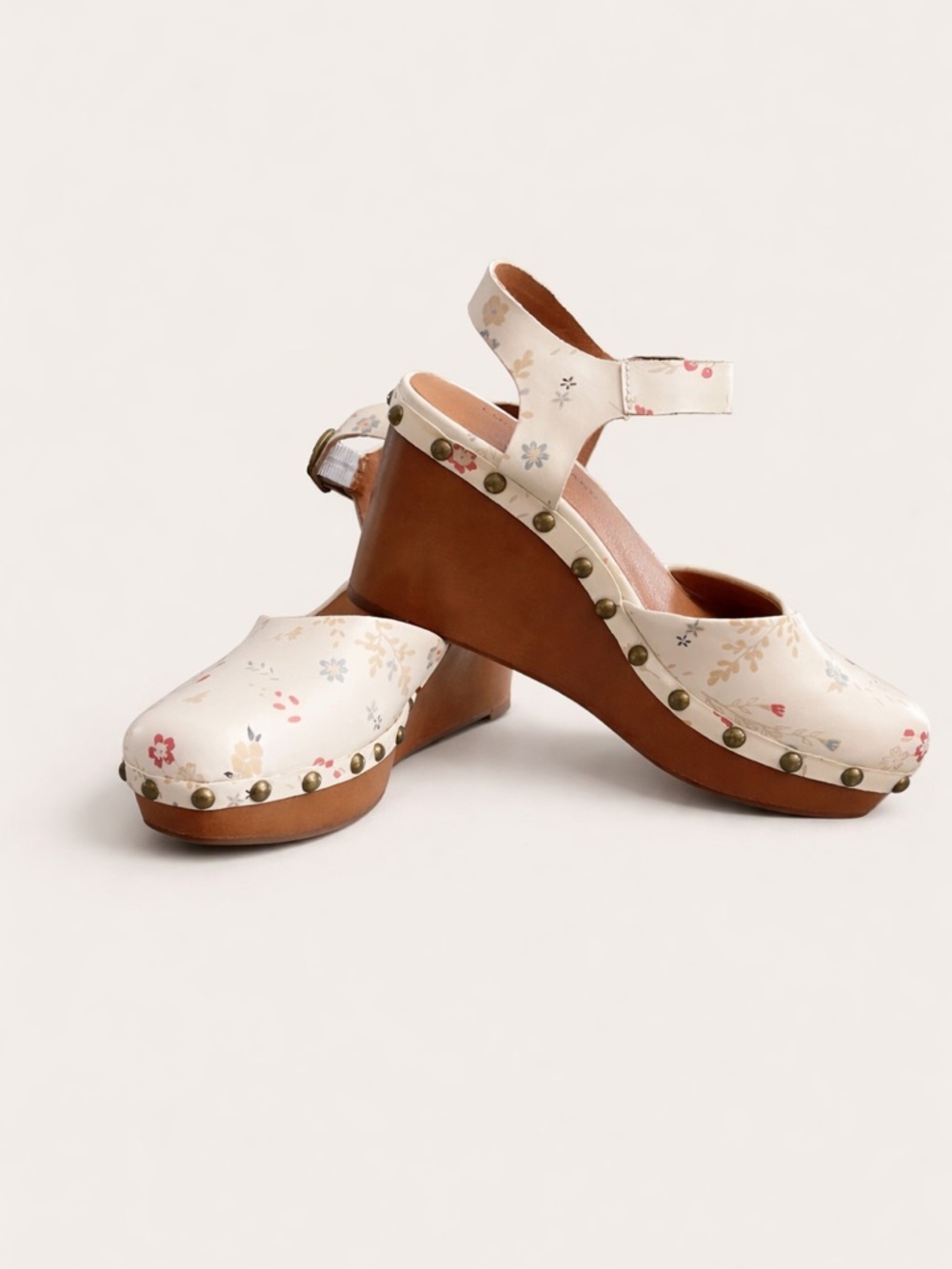 Lucky Brand Girls Floral Wedge Shoes Youth Size 3 Ankle Strap